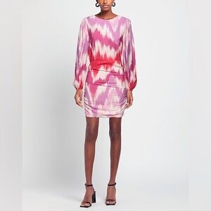 MAJE NWT ‘Ritie’ Tie And Dye Printed Open Back Dress, Pink/Purple/Cream, Size 34